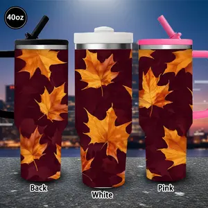 1 pc 40 oz autumn maple leaves pattern tumbler with lid and straw, winter insulated travel mug, gift for women and men, ideal for Valentine’s Day, Easter, birthday gifts, iced/hot coffee cup