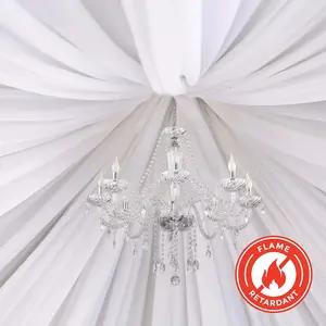 White Scuba Polyester Ceiling/Curtain Draping Fabric, Commercial Grade Fire Retardant Wrinkle Free Backdrop Panel With Rod Pocket - 5ftx30ft