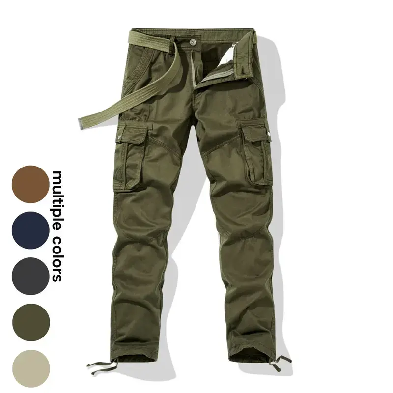All-season cargo pants, men’s fashionable trendy trousers, men’s multi-pocket casual long pants (without belt)