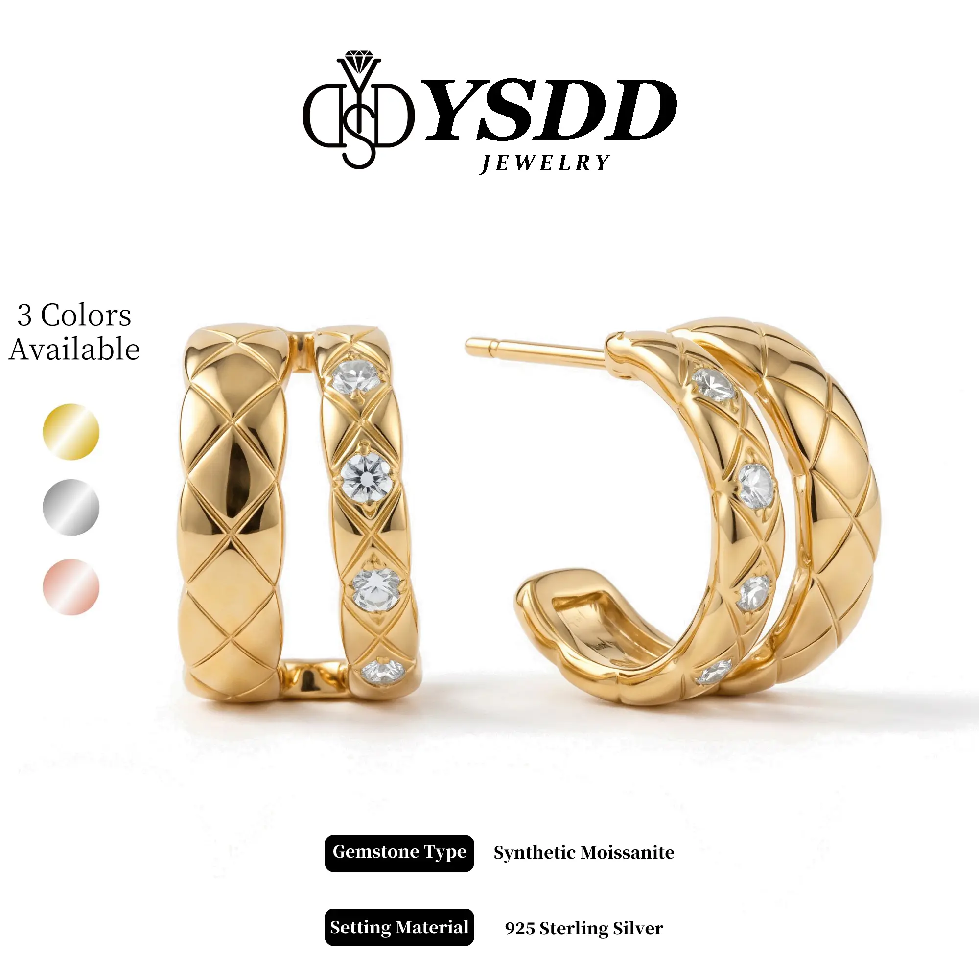 【#711 Happy August】Stylish Dainty COCO Stud vvs Synthetic Moissanite Earrings in 925 Sterling Silver