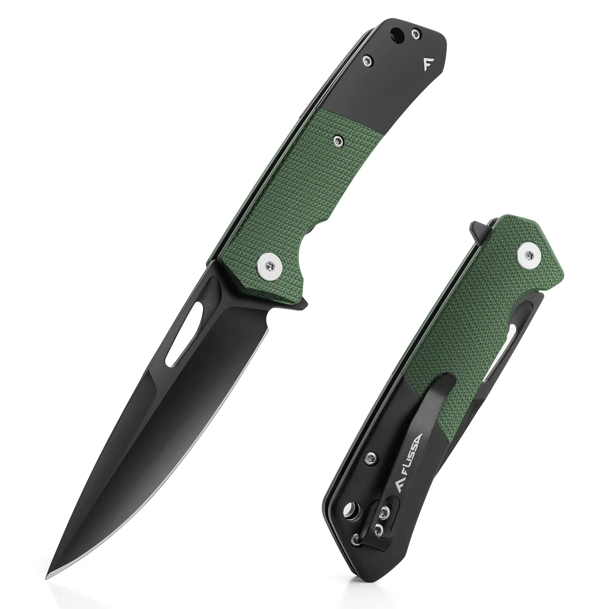 #backtoschool FLISSA Folding Pocket Knife, SANDVIK 14C28N Blade Knife with Micarta-Steel Handle, Pocket Clip and Thumb Hole for EDC Camping Hiking Outdoor