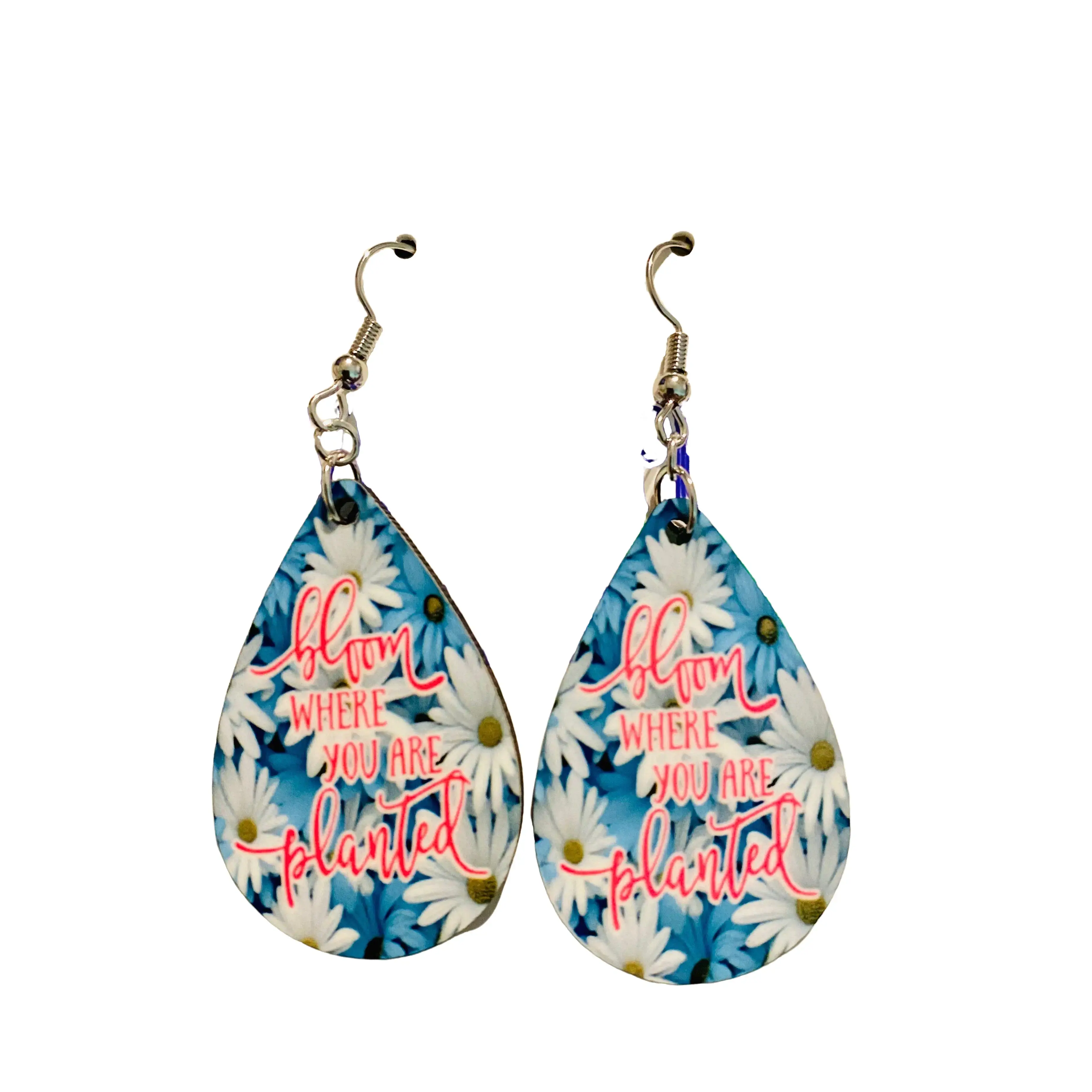 “Bloom Where You Are Planted” Sublimation Earrings