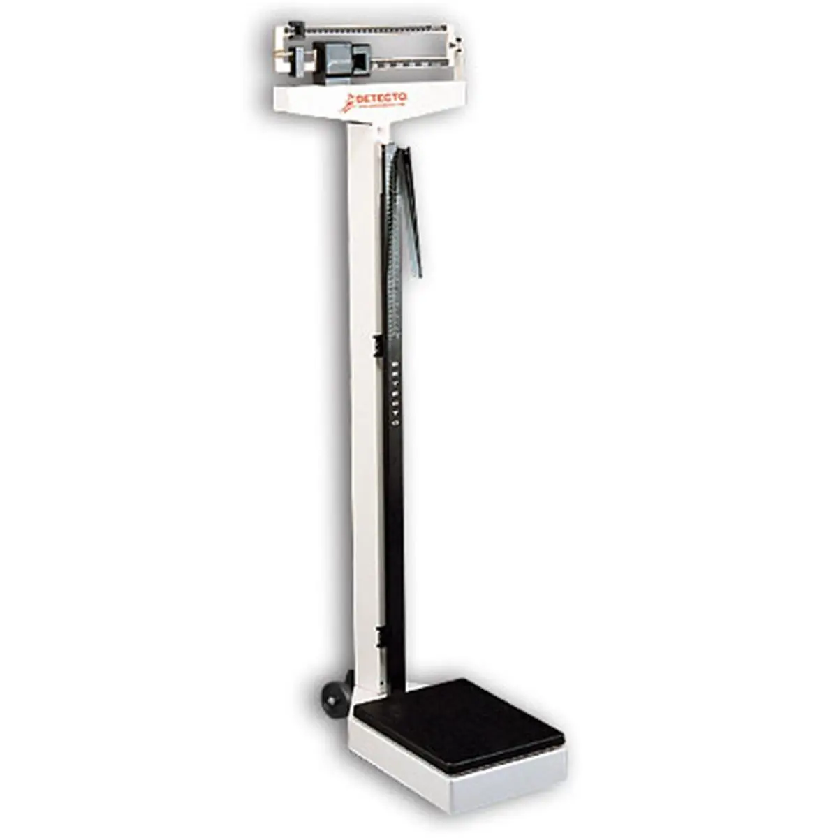 Detecto 2381 10.5 in. X 14.5 in. Platform Eye Level Physician Scale 180 Kg X 100 G with Height Rod and Wheels, 10 1/2" X 14 1/2", Die-Cast Beam For Easy Readability