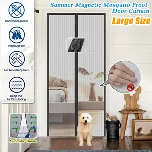 Summer Mesh Door Screen with Magnetic, Large Size Magnetic Mosquito Curtain, Pet Friendly, Self-Adhesive Easy Install, Ventilating