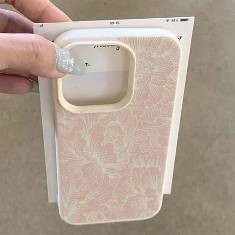 Phone Case - Elegant Style Floral Pattern Pink And White Flowers Phone Case for Iphone 16Promax Phone Cover for Iphone 15Promax 14 16Plus 15 13Pro 12 12Promax 11 11Promax Xs Max Xr 7 8 8Plus TPU Anti-Fall Fashion