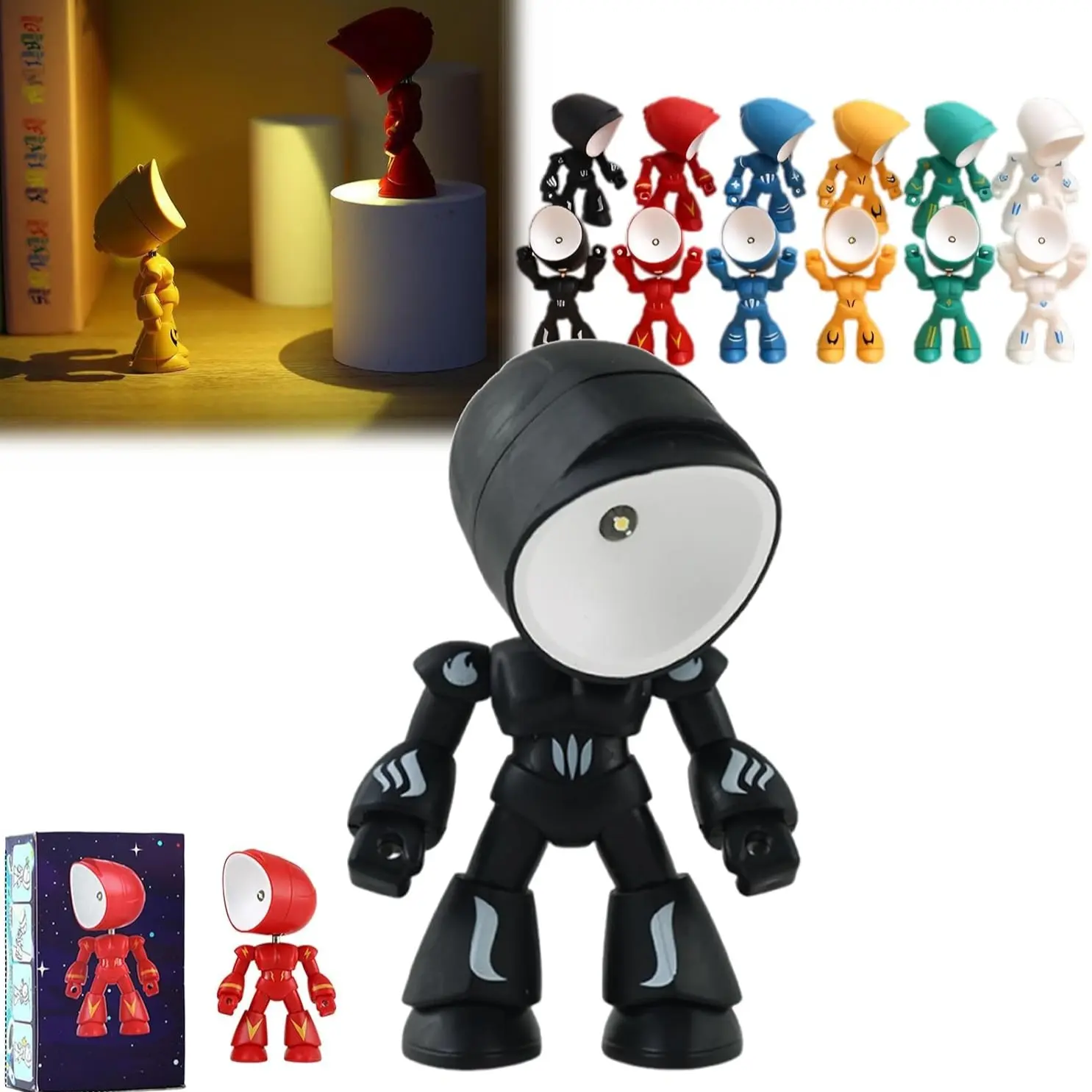 Mini LED Robot Night Light with Magnetic Base, Cute Cartoon Design Table Lamp, Decorative Lights for Kids, Ambient Glow Light, Creates a Cozy Bedroom Atmosphere, Perfect as a Birthday, Classroom, or Unique Gift for Children, Gift Ready