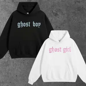 Ghost Girl/Ghost Boy Hoodie - Ghost Couple Hoodie - Rap Vintage Crew Neck Shirt - Rap Music Graphic Tee - Rap Fan Streetwear - Graphic Tees Y2k