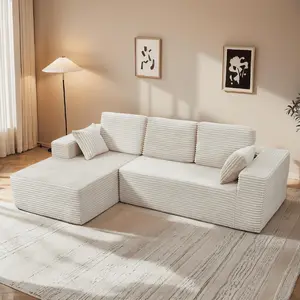 106" Cloud Sectional Couch with L-Shape Chaise, Modern Modular Sofa with Deep Seat, Upholstered Couches for Living Room Bedroom,Plush Corduroy Fabric,No Assembly Required
