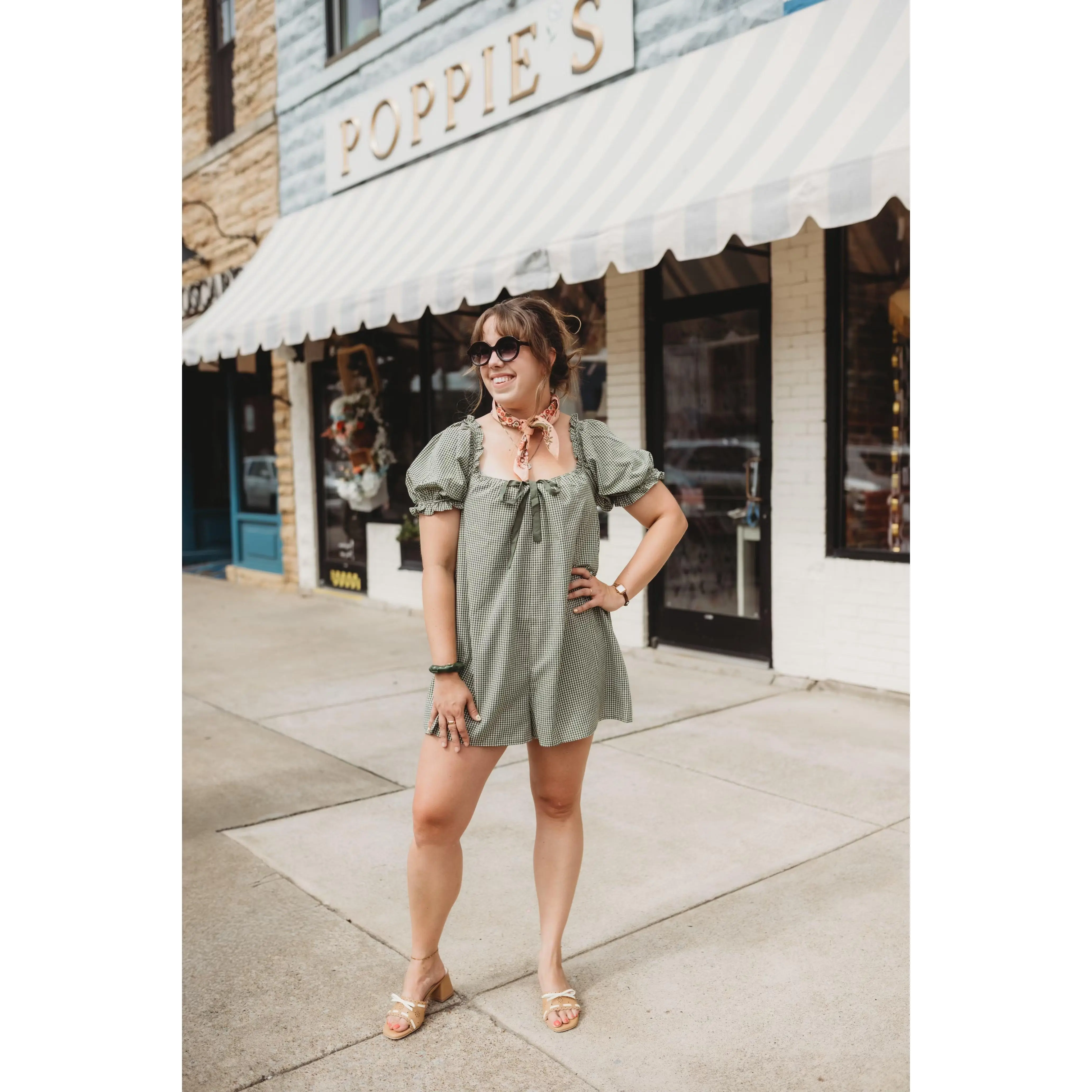 Gigi Gingham Puff Sleeve Romper