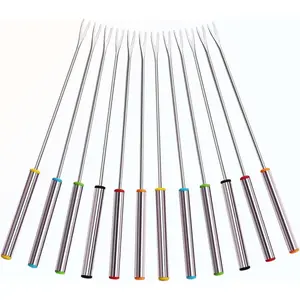 Stainless Steel Fondue Forks,Chocolate Dipping Fork with Heat Resistant Handle,for Chocolate Fountain Cheese Fondue,12 PCS