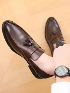 Men's Fringe Loafers, Classic Casual Formal Shoes, Smooth Leather Slip-On Penny Loafers, Comfortable and Stylish Footwear