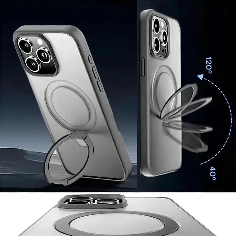 Semi-Frost Stand Case: Compatible with iPhone 17 Pro, 17 Pro Max, 17 Air & iPhone 16/15/14/13/12/11 Pro Max. 15 N magnetic ring, MagSafe support, military drop defense + dual-layer hard back / soft edge