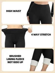 Winter Warm Fleece Lined Leggings High Waist Women Workout Wear for Yoga Riding Casual Wear in Red Black & Gray