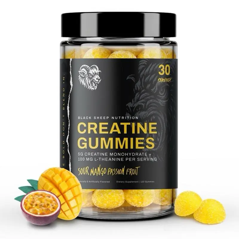 BLACK SHEEP NUTRITION Creatine Gummies, Fitness Dietary Supplement, Chewable Edible Supplement for Fitness Enthusiasts