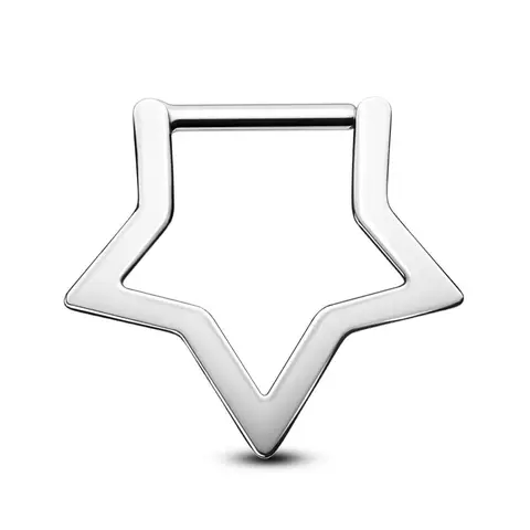 OUFER 14G-16G Titanium Geometric Star Clicker Septum Jewelry - ASTM F-136 Hinged Segment Hoop, Hypoallergenic Unisex Everyday Titanium Piercing Jewelry for Body Piercing