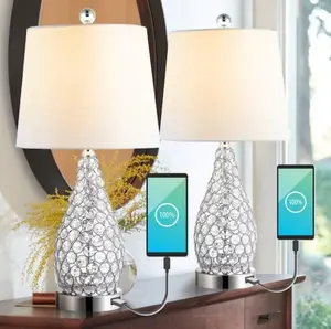 JONATHAN Y Lily Midcentury Modern Iron LED Table Lamp with USB Charging Port , for bedroom, living room, foyer, hallways, dining room, dorms