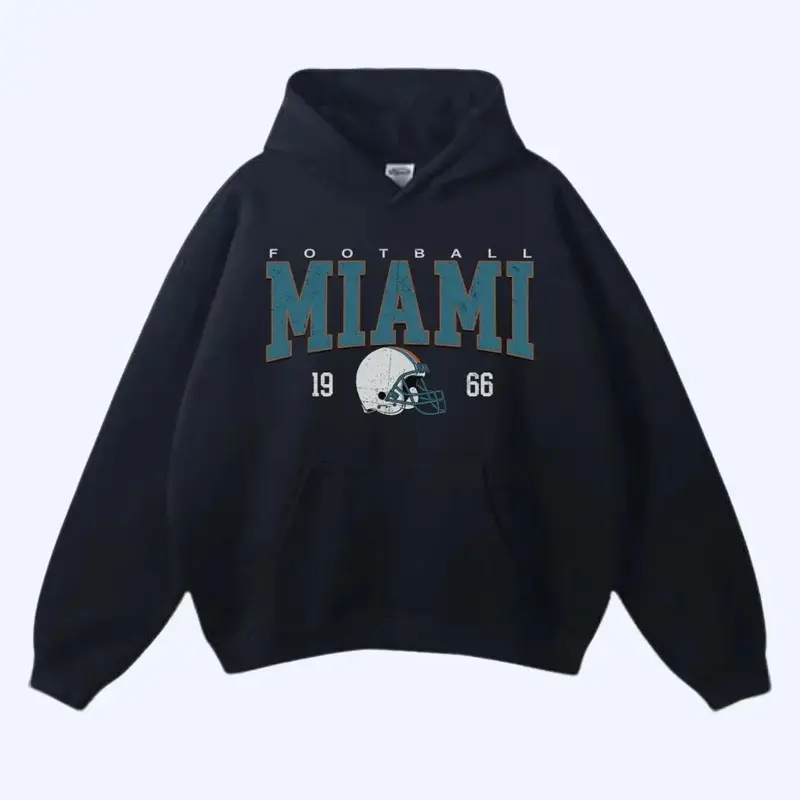 Vintage Miami Football Crewneck Hoodie, Miami Team Pullover Hoodie, Vintage Dolphin Hoodie, Dolphin Fan Apparel, Classic Miami Fan Pullover, Miami Football Supporter Gift, Miami Football Long sleeve Hoodie