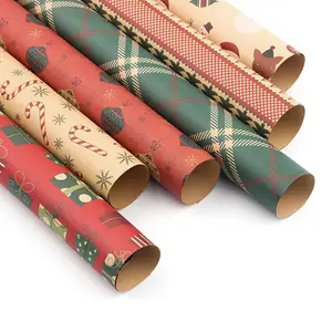 DIY 6pc Wrapping Paper Retro Kraft Packaging Paper for Party Birthday Wedding and Christmas Gift