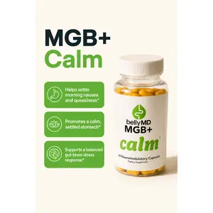 MGB+ Calm Magnesium Glycinate & Lipid-Soluble B1 Supplement | Nausea & Nervous Stomach Support | Physician-Formulated, 60 Vegetarian Capsules by BellyMD