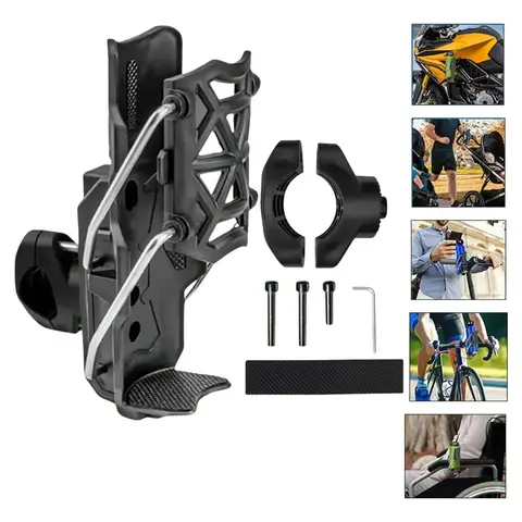 S-Class Self-Adjustable Cup Holder 360° Rotatable Auto-Lock Design Universal for Bikes Motorcycles & Scooters Mounts on Handlebars or Crash Bars Safe Hands-Free for All Your Rides
