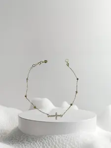 Esclava con cruz y bolitas oro 14k