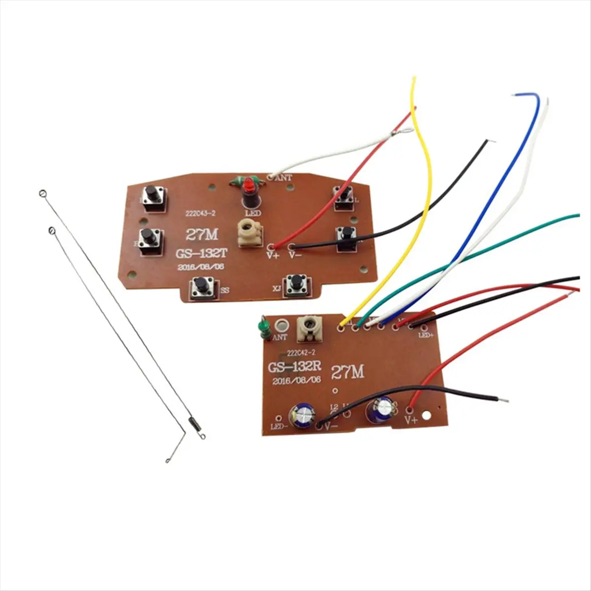 6CH 2.4G Radio Transmitter Receiver Board - 27MHz Circuit PCB, Fine Workmanship, Plastic+Metal, On Board 6 Momentary Push Button, High Upgrade Parts for RC Car Toy Auto Replacement Parts