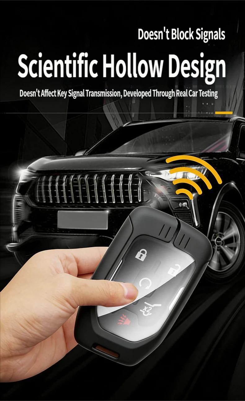 Suitable for GMC key fob metal case for car use; compatible with 2023–2019 models; includes Chevrolet Silverado 1500/2500HD/3500HD; key shell and vehicle body care accessories; Chevrolet 1500 accessories.