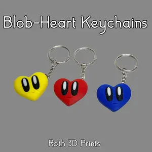 Blob-Heart Keychains - Cute Blob Lab Keychain - 3D Printed Keychains