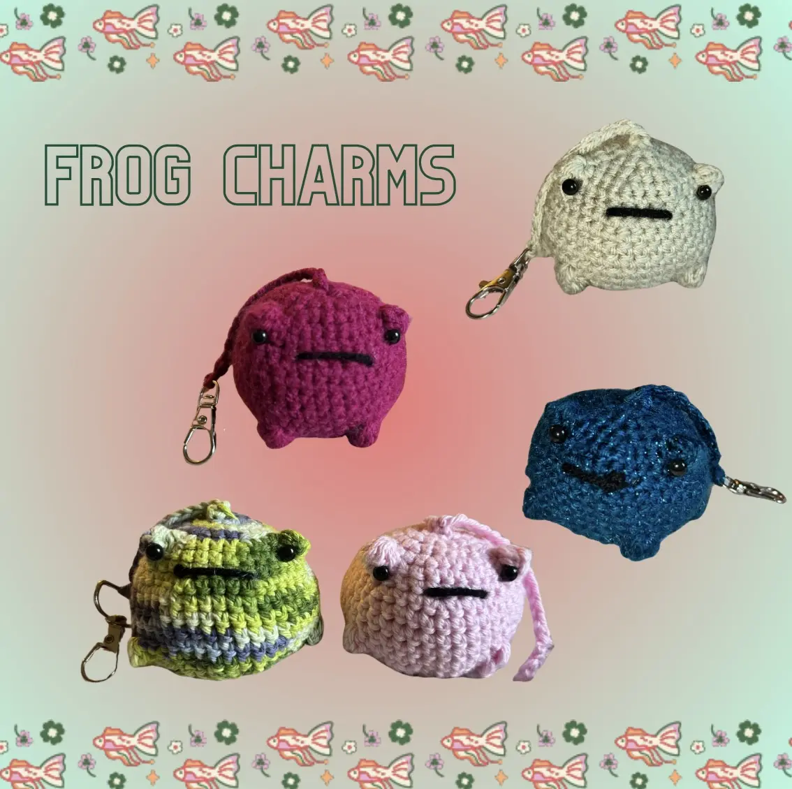 Crocheted frog bag charm- accessory- keychain- bag charm- cottagecore- purse bag charm- bookbag charm Fashionable Keychain Charm Accessory