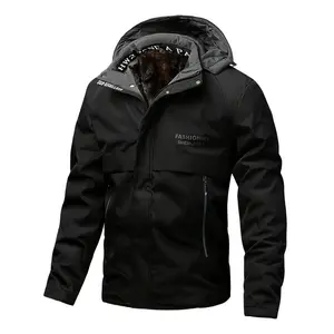 Men's Fall Winter Casual Warm Jacket CoatOutdoor Softshell Hooded Fleece Lined Windproof Waterproof Pullover for Cold Weather