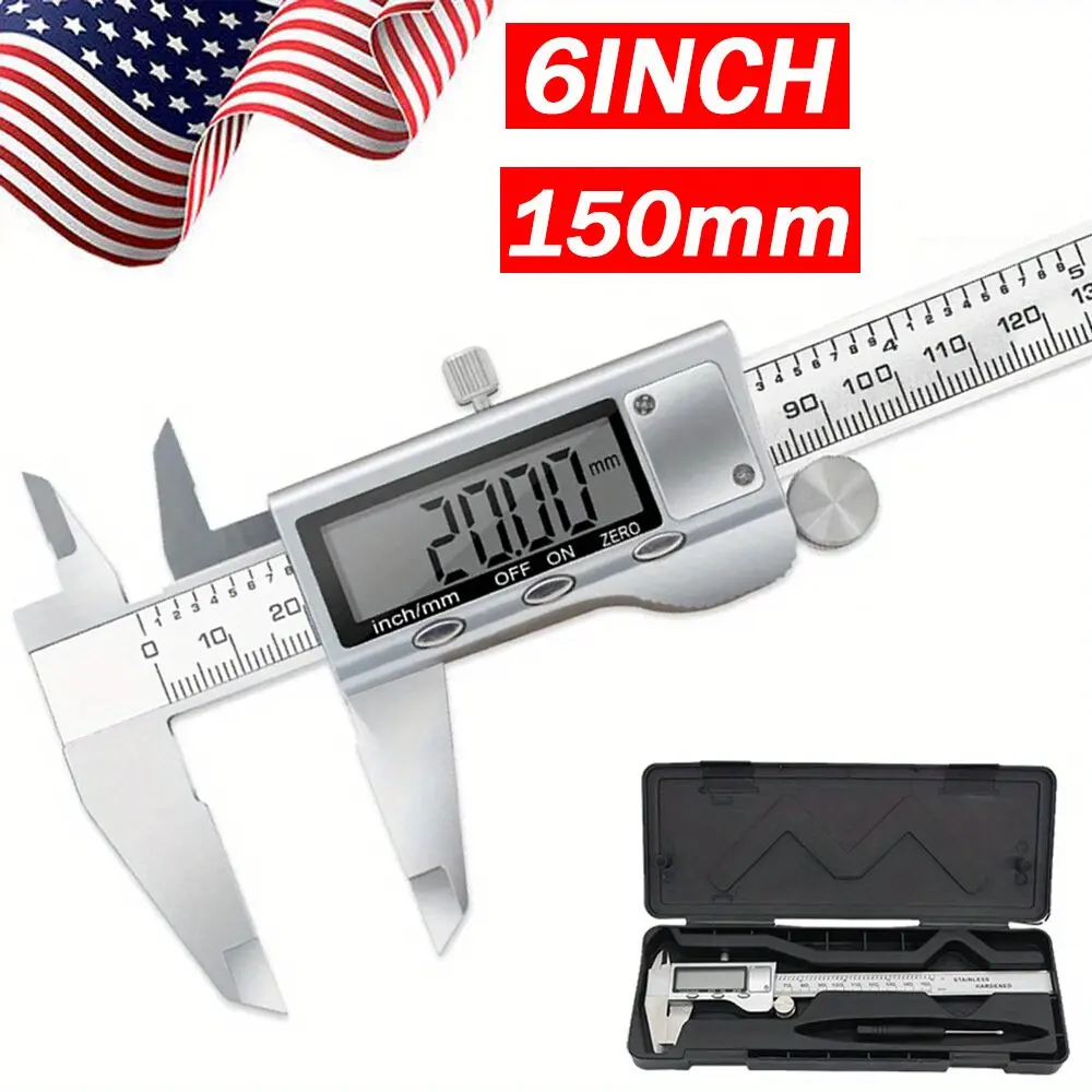 LCD Display Digital Caliper Micrometer, 6 inch/150 mm Electronic Vernier Measuring Tool for Hand Measuring Tasks, Calipers, Electronic Measuring Tool
