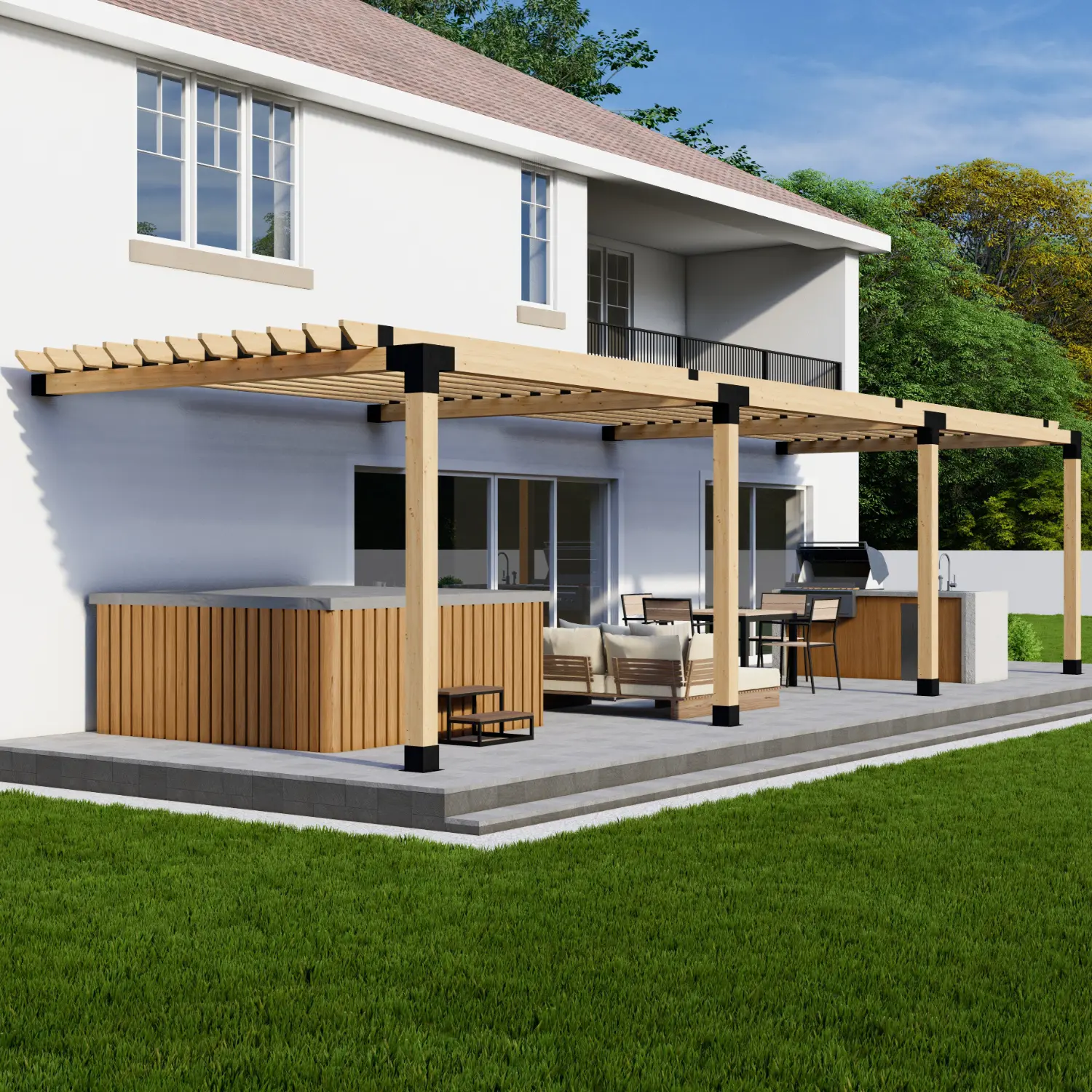 On-Deck Covered Pergola Kit