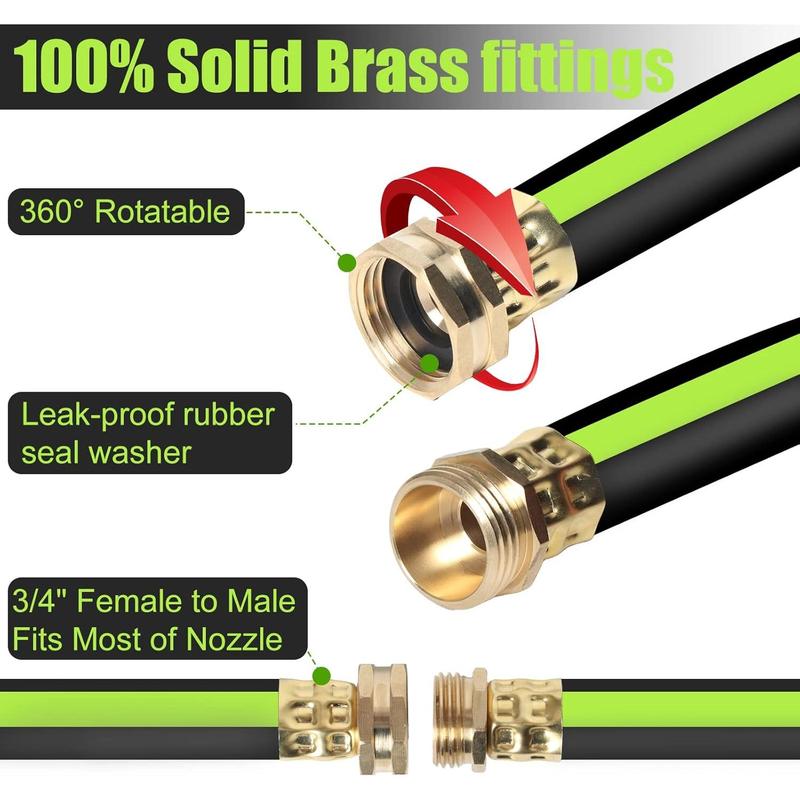Kink Free Garden Hose 10ft 5/8", Heavy Duty Hybrid Water Hose, Ultra Durable Flexible Rubber Hose with Sprayer Nozzle,Leakproof Yard Outdoor Hose with Brass Solid Connector