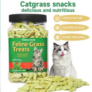 Natural Cat Grass Treats CHROMATALES Anxiety Relief Hairball Remedy Training Biscuits Vitamin Rich All Life Stages Cat Snacks 12.3 OZ Supplements