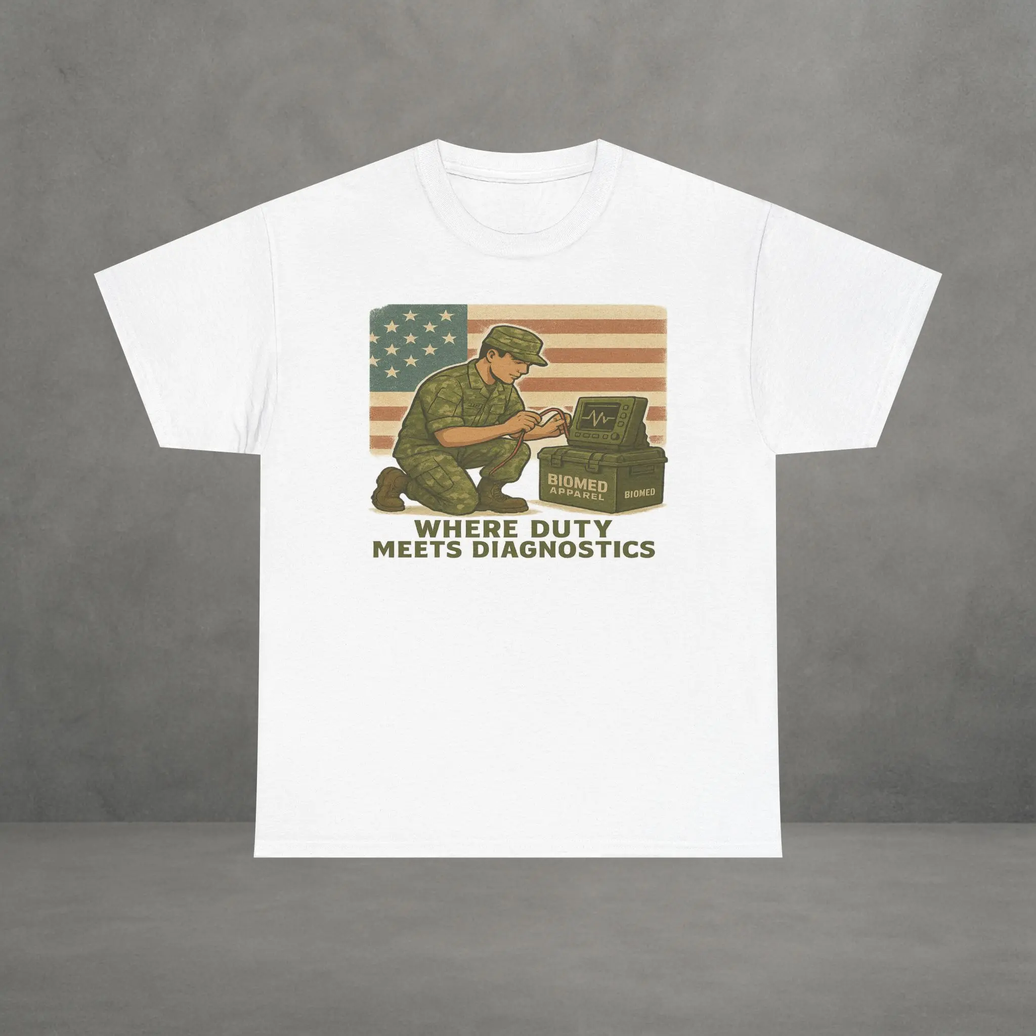 Veterans Duty Meets Diagnostics Shirt Military Biomed Tech Tee, Army Veteran Gift, HTM Apparel, Medical Tech Unisex T-Shirt Cotton Menswear