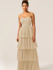 ZAPAKA Chiffon Tiered Maxi Dress Sleeveless Plain Summer Formal for Birthday Wedding Party