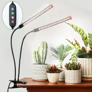 FeciDA Gamechanger 18W Power Home Plug 2Head Clip Grow Lights with Timer Full Spectrum for Indoor Plants Bonsai Seedlings Metal Construction Growing Kit Bright