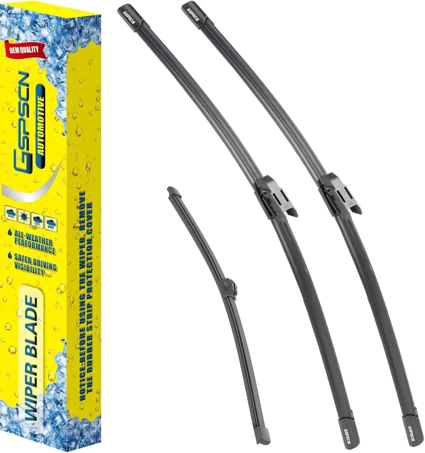 Windshield Wiper Blades Set - 3-Piece Original Equipment Replacement, 24"+20"+13" Rain Scraper for BMW X2 2018-2023
