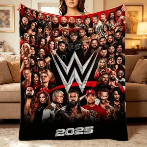Blankets WWE Flannel Blanket 2025 Kids Blanket Adult Blanket Portable Nap Blanket For All Seasons Warm Multi Scene Throw Cozy Home Accessory Christmas Mothers Day Valentines Day Fan Gift Birthday Gift Wrestling Fans Soft Elastic Breathable