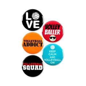 5 Pack - Volley Ball Lover Sports Pinback Buttons - 2.25 Inch