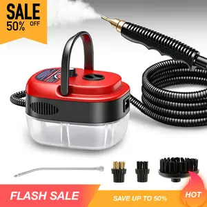 2500W Handheld High-Temp High-pressure Steam Cleaner High Temperature Pressurized Steam Cleaning Machine Portable Car Steamer with Brush Heads, for Home Use Kitchen Grease Car Detailing, Bathroom, multi-surface clean