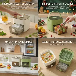 Large Capacity 48-Cell Double Layer Ice Tray with Container - Easy-Slide Aesthetic Ice Cube Maker for Fruit DIY - Food-Grade BPA-Free Refrigerator Storage Box - Perfect Home & Holiday Gift for Kitchen Lovers