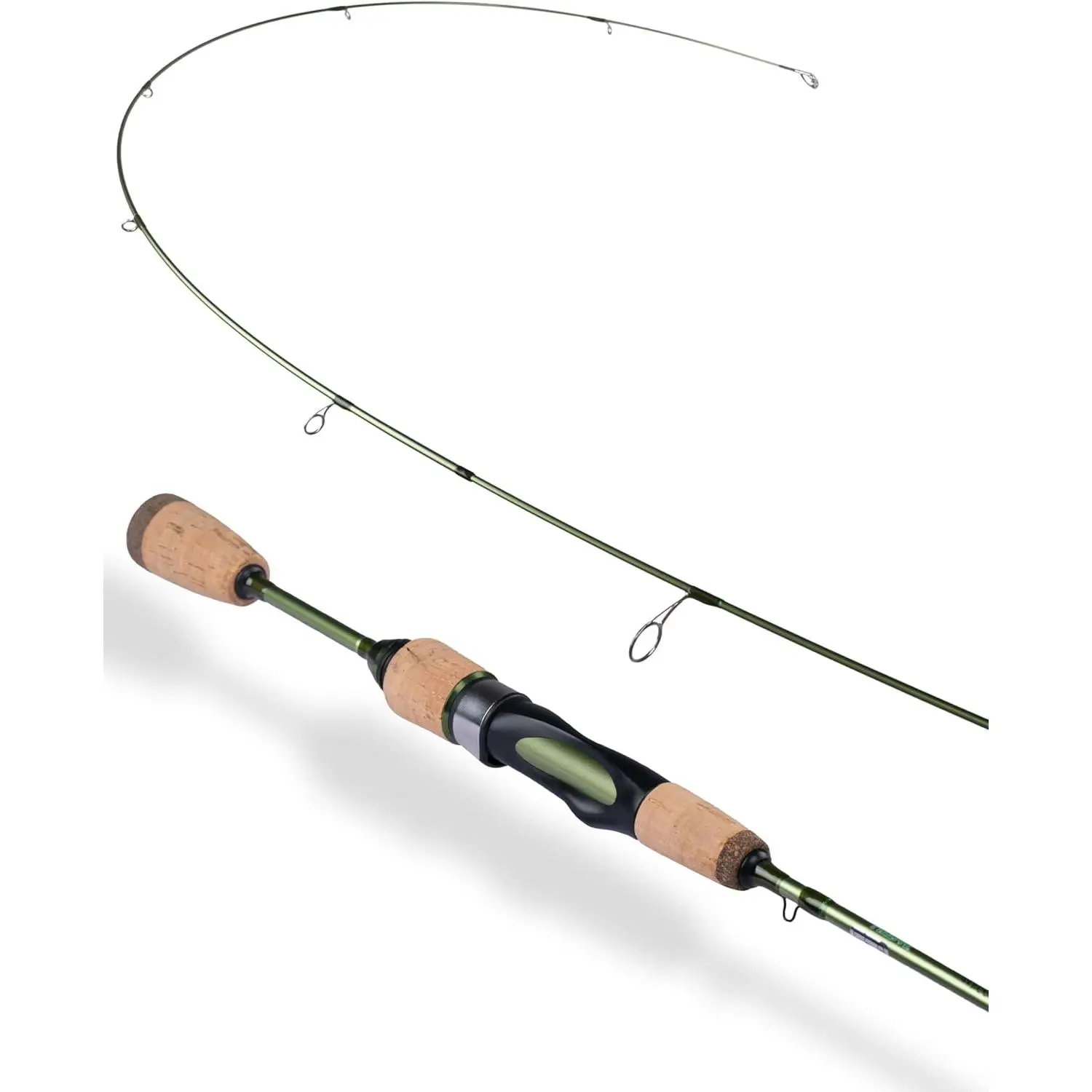 Wild Streams Ultralight Fishing Rod 2 PCS Trout Rod Crappie Spinning Rod Panfish Rods Micro Fishing Rod Green Carbon Fiber Blank Cork Handle Beginners Fishing Rod 5’6”/6’/6’6”/7’