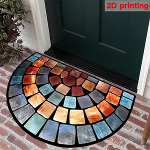 2D flat 1 piece coloured stone printed doormat - thick, non-slip, soft velvet carpet for home decor, ideal for porches and living rooms