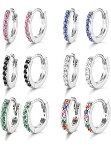 6 Pairs Silvery Cute Huggie Hoop Earrings for Women Men Hoop Wrap Copper Earrings Multicolored CZ Helix Cartilage Earring Loops Huggie Hoop Earring Assortment Delicate Mini Hoop Wrap Design Timeless Huggie Hoop Kit Mirror Polished Surface Sturdy Texture