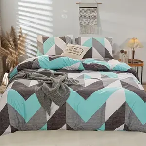3-Piece Colorblock Printed Bedding Set, Includes 1 Duvet Cover & 2 Pillowcases, No Filler Included, Comfortable Bedroom Essentials, Modern Bedding Set