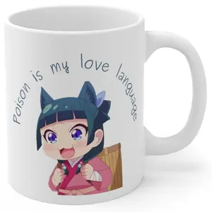 [TokiBearCo Original Design] Poison is My Love Language - MaoMao Apothecary Diaries Kitty Cute Anime Quote Mug, Funny Gift for Friends, Anime Fan Merchandise, Birthday Present Ceramic Coffee