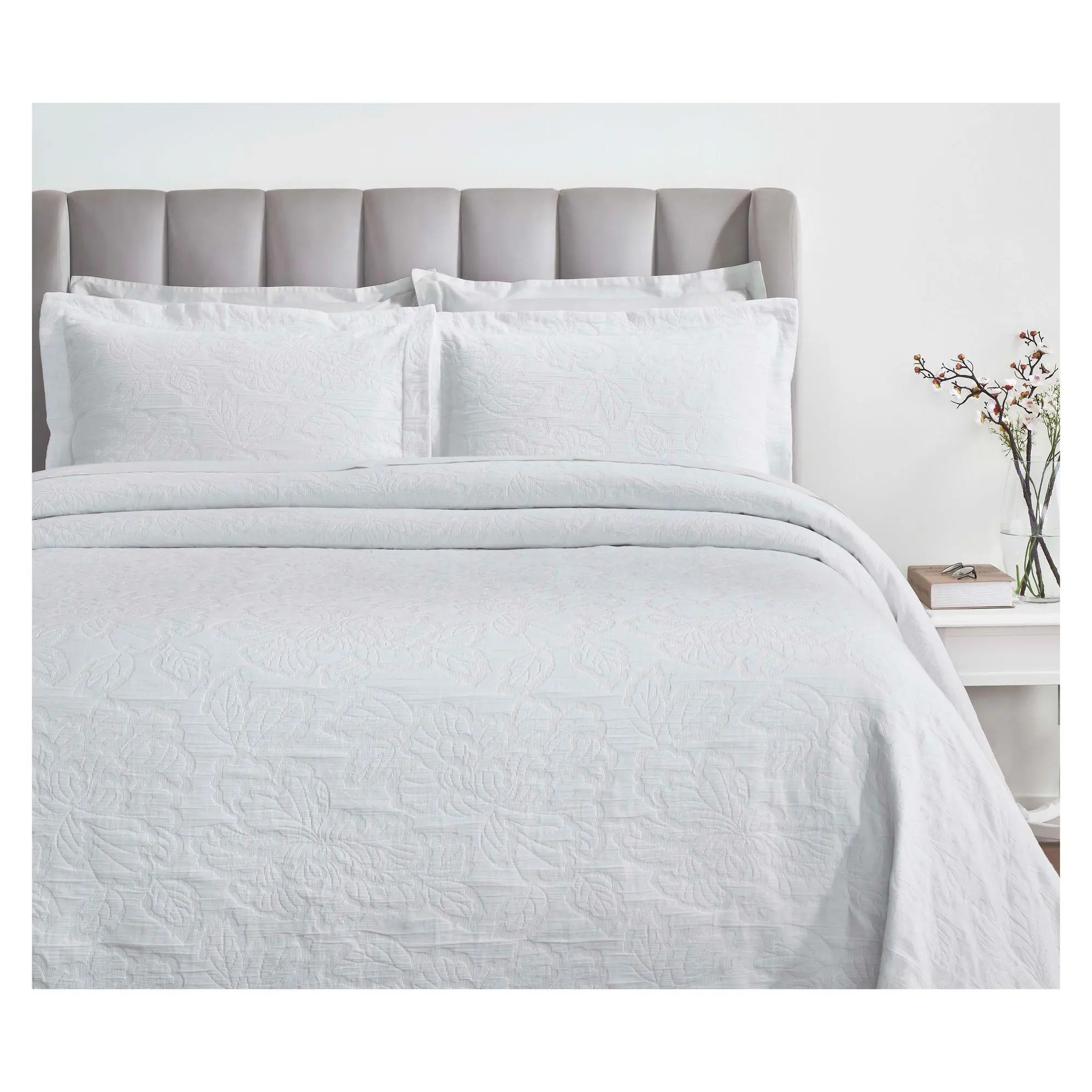 Superior Hibiscus Cotton Bedspread and Sham Set, King Superior Hibiscus Cotton Bedspread and Sham Set, King