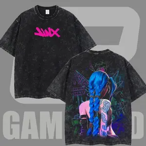 Retro Vintage Jinx x Powder Arcane: League of Legends Washed T-shirt Game , FPS, Game Lover Unisex Shirt Gift for Him Her Y2K Hoodie Sweatshirt 3UN