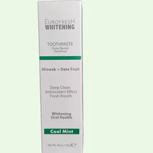 Eurofresh Whitening Miswak & Date Fruit Toothpaste - Cool Mint, Natural Whitening & Oral Care, No Artificial Additives, Deep Clean & Fresh Breath